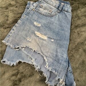 Rewash High Waist Distressed Denim Shorts